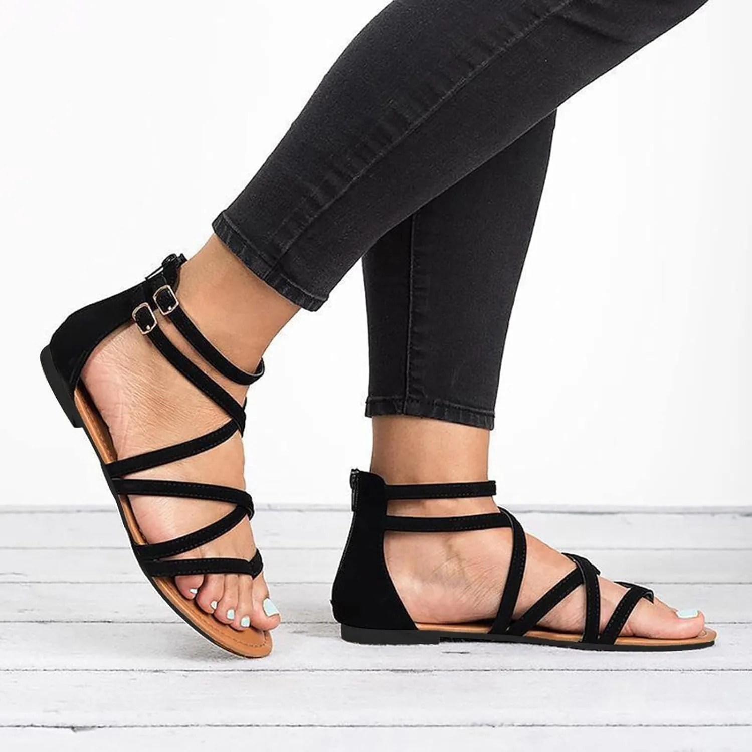 Wedges Sandals for Women Dressy 2025, Open Toe Cutout Zipper Chunky Heeled New Hollow Fish Mouth Slip on Summer Beach Boho Outdoor Shoes Comfy Orthotic Peep Comfortable Black Sandals