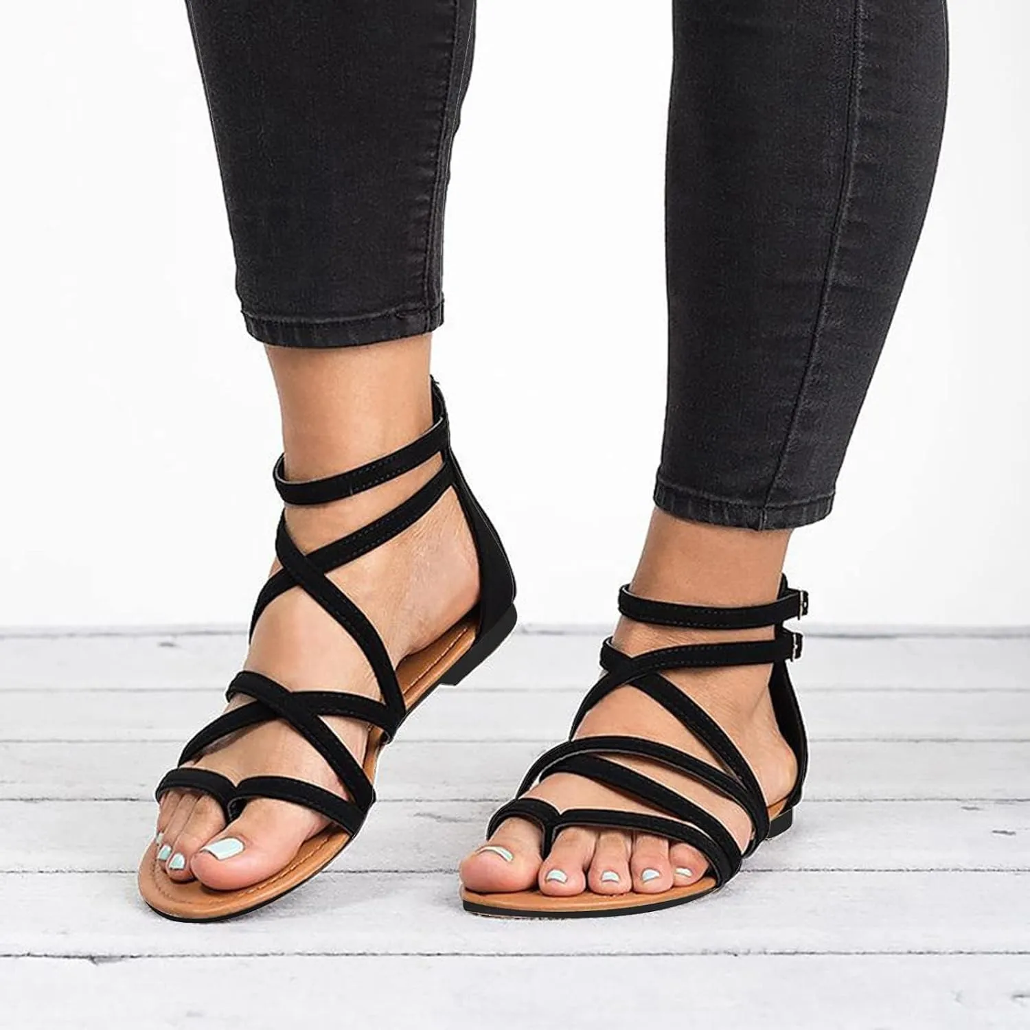 Wedges Sandals for Women Dressy 2025, Open Toe Cutout Zipper Chunky Heeled New Hollow Fish Mouth Slip on Summer Beach Boho Outdoor Shoes Comfy Orthotic Peep Comfortable Black Sandals