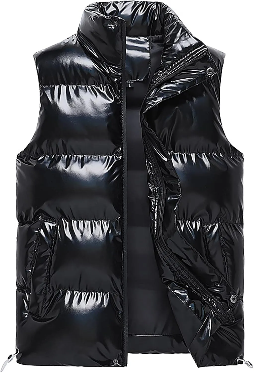 WENKOMG1 Men's Winter Down Vest, Autumn Warm Cotton Coat Solid Colour Zip Up Jacket Sleeveless Soft Lightweight Outerwear