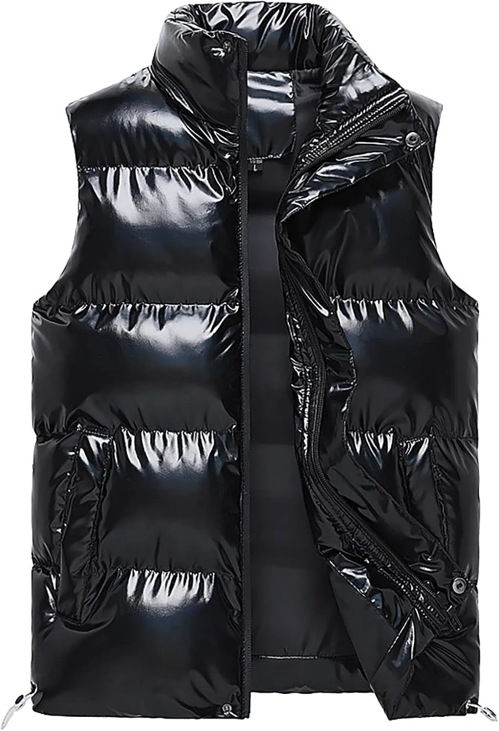 WENKOMG1 Men's Winter Down Vest, Autumn Warm Cotton Coat Solid Colour Zip Up Jacket Sleeveless Soft Lightweight Outerwear