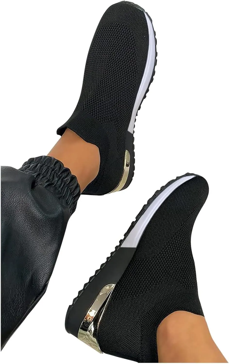 White Wide Width Casual Sneakers Women Cute Black Shoes for Women Womens Casual Shoes Slip On Loafers Silver Wedge Sneakers for Women Dressy Zapatos De Mujer CModos Bajos para Fiesta Cerrados