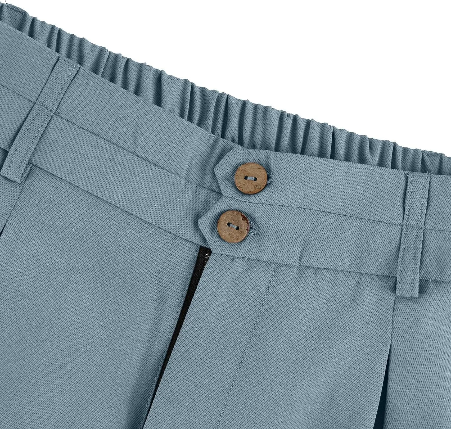 Wide Leg Dress Pants Women Summer Button High Waist Business Work Pants Relaxed Fit Formal Office Trousers w/Pockets