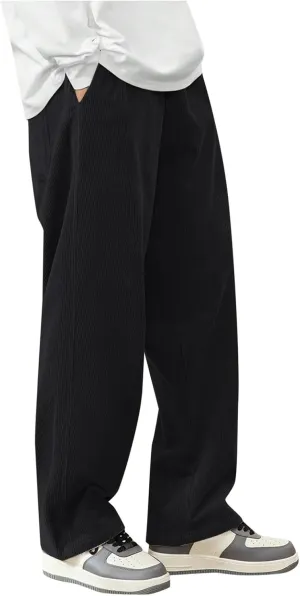 Wide Leg Vintage Corduroy Pants for Women Loose Fit Drawstring Elastic Waist Casual Workout Athletic Jogger Pants