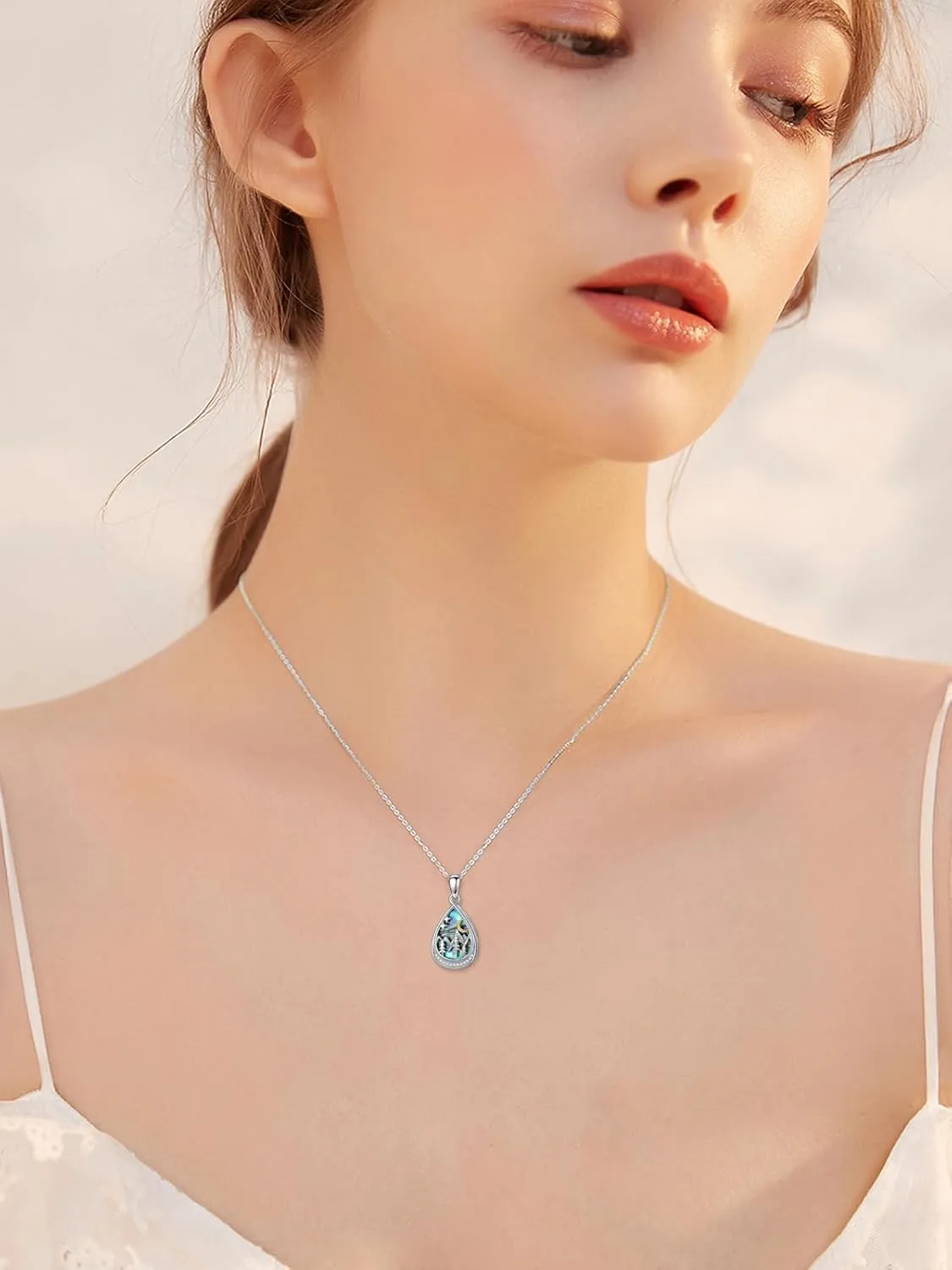 WINNICACA Urn Necklace for Ashes Sterling Silver Abalone Shell Cremation Jewelry for Ashes Jewelry Gifts for Nature Lovers Keepsake Memorial Jewelry for Women