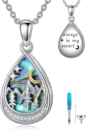 WINNICACA Urn Necklace for Ashes Sterling Silver Abalone Shell Cremation Jewelry for Ashes Jewelry Gifts for Nature Lovers Keepsake Memorial Jewelry for Women