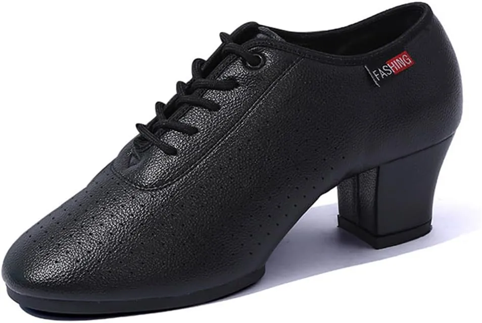 Women Ballroom Dance Shoes, 2Inchs Heels Salsa Performance Practice Dancing Shoes Leather Walking Dance Shoes for Ladies