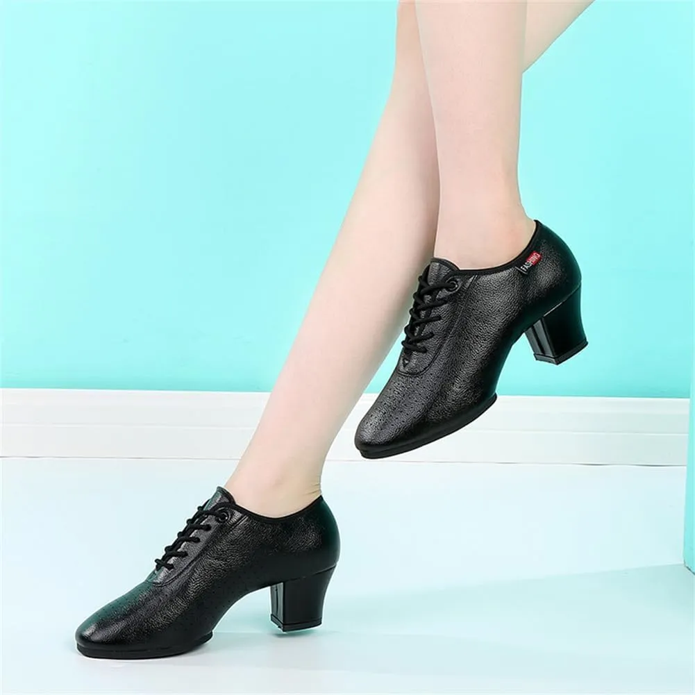Women Ballroom Dance Shoes, 2Inchs Heels Salsa Performance Practice Dancing Shoes Leather Walking Dance Shoes for Ladies