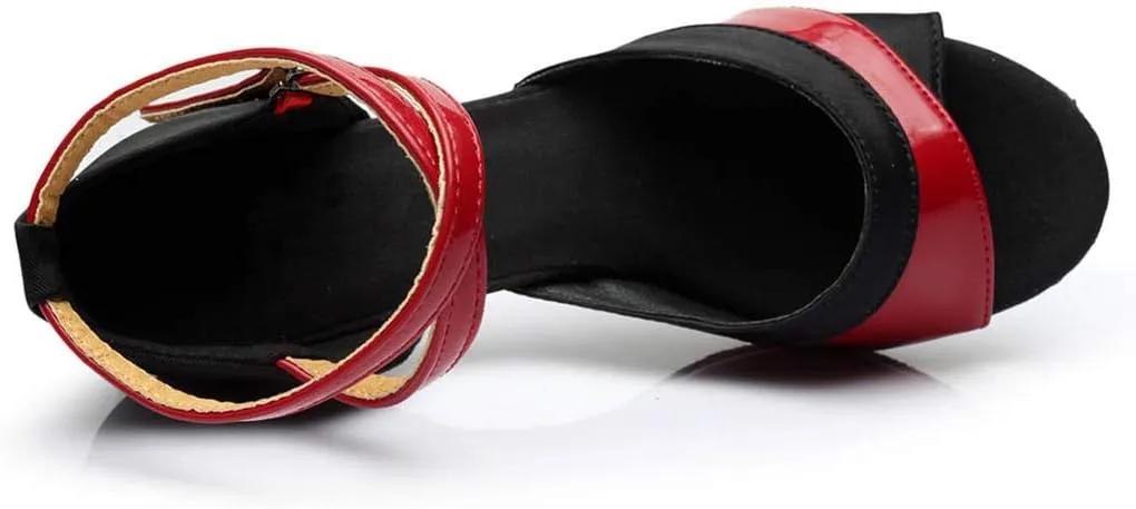 Women Ballroom Dancing Prom Fashion Shoes Ladies Latin Slsa Performance Gold Sparkly Singles Ankle Strap High Heels