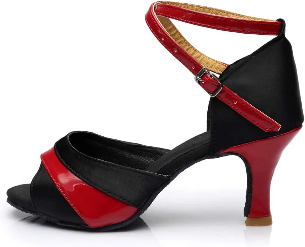 Women Ballroom Dancing Prom Fashion Shoes Ladies Latin Slsa Performance Gold Sparkly Singles Ankle Strap High Heels