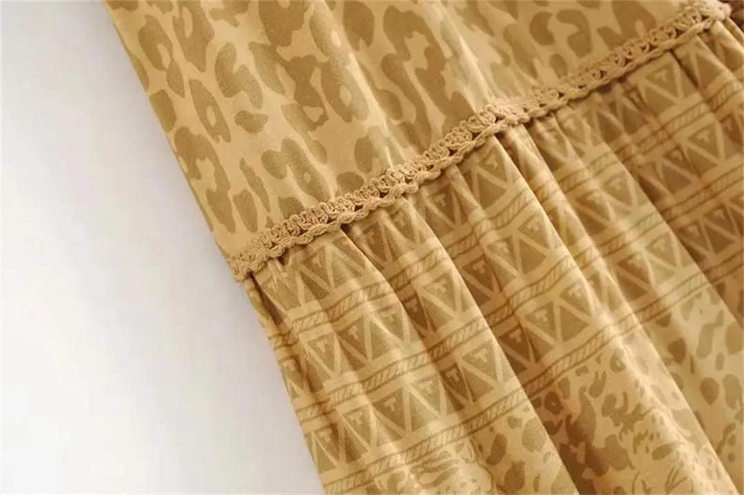 Women Bohemian Floral Print Pleated Skirt High Waist A-Line Maxi Skirts