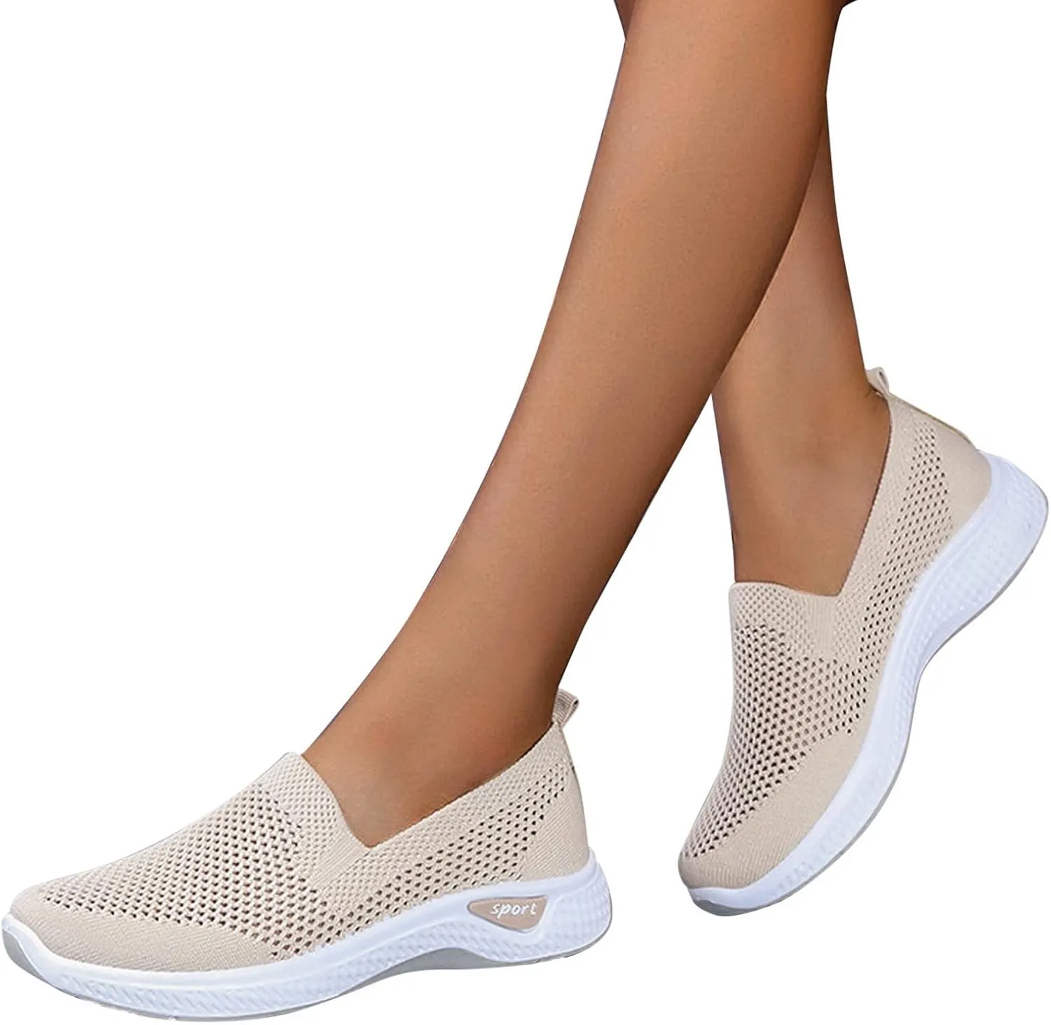 Women Elastic Slip On Sneakers Casual Walking Shoes Lightweight Canvas Comfortable Flats Non Slip Breathable Loafers