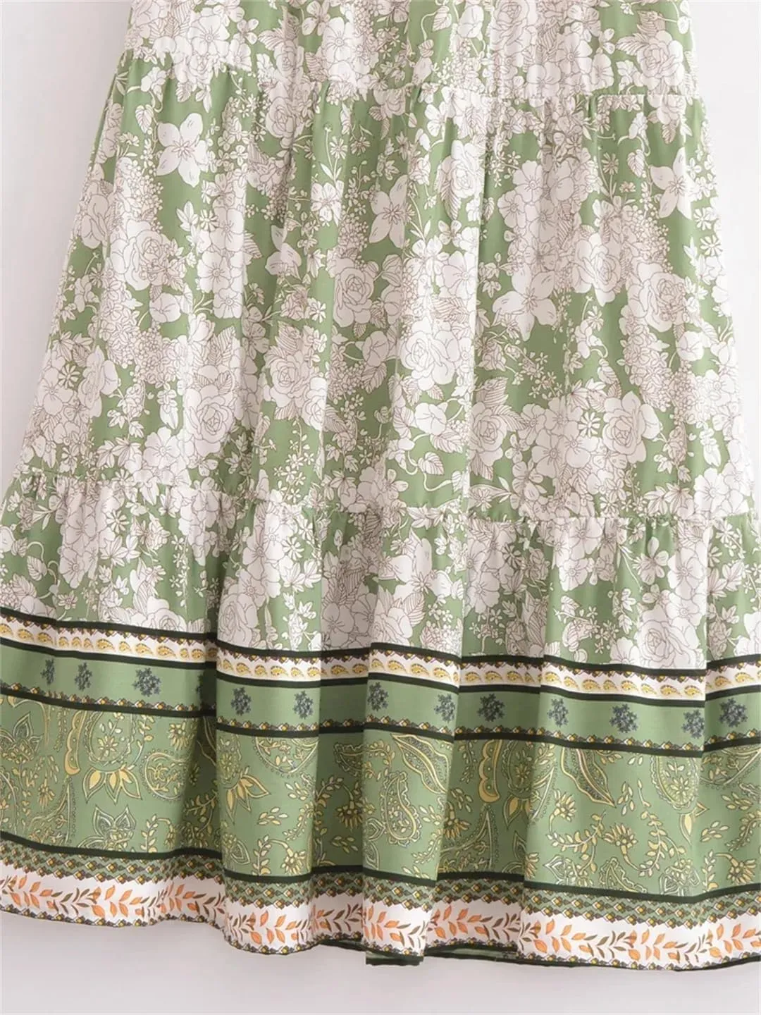 Women Floral Print Beach Bohemian Skirts High Waist Maxi A-Line Skirt