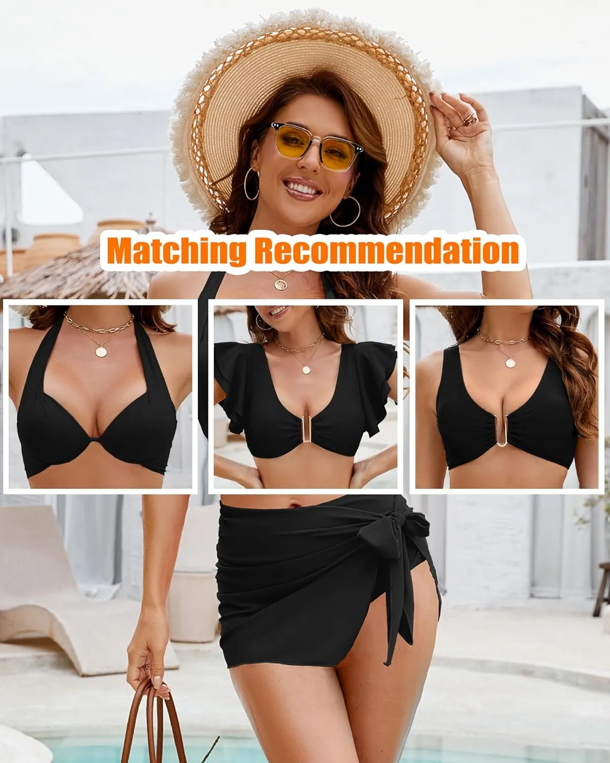 Women High Waisted Bikini Bottoms Wrap Skirt Cover Up Tummy Control Bathing Suit Coverage Swimsuit Bottom 2 Pieces