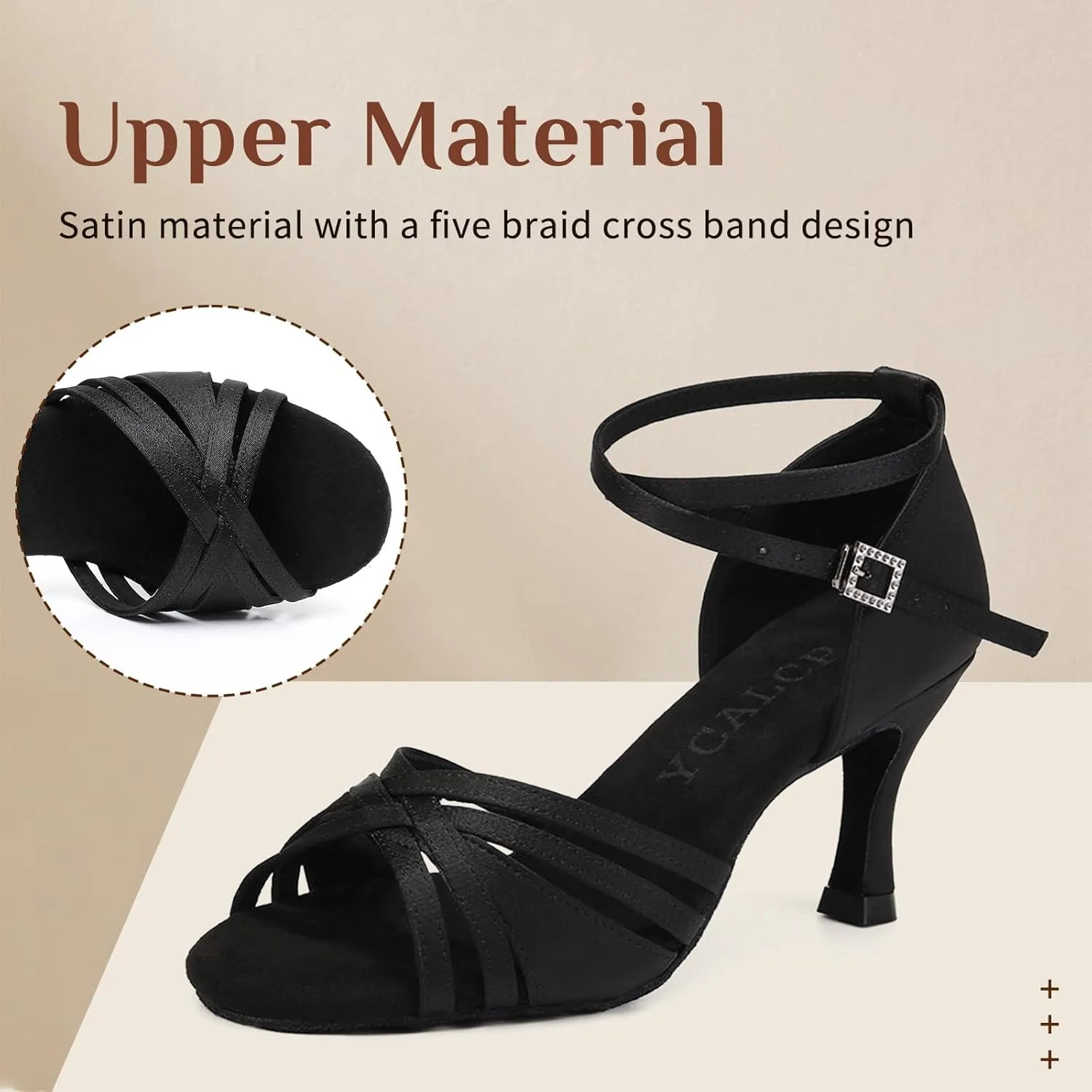 Women Latin Dance Shoes Open Toe Satin Professional Salsa Bachata Performance Ballroom Dancing Shoes,Model L3049