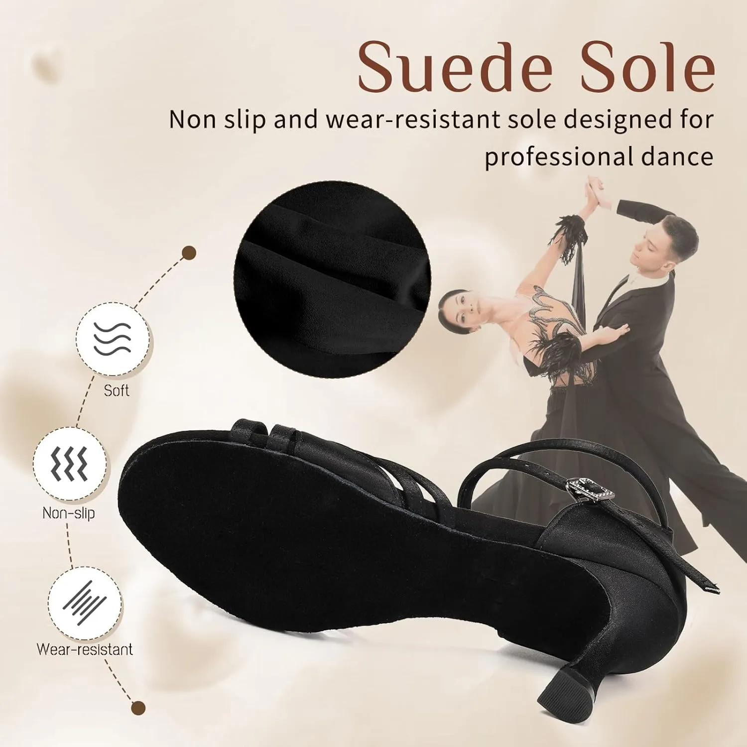 Women Latin Dance Shoes Open Toe Satin Professional Salsa Bachata Performance Ballroom Dancing Shoes,Model L3049