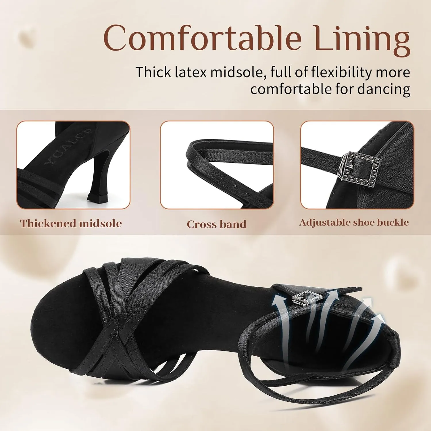 Women Latin Dance Shoes Open Toe Satin Professional Salsa Bachata Performance Ballroom Dancing Shoes,Model L3049