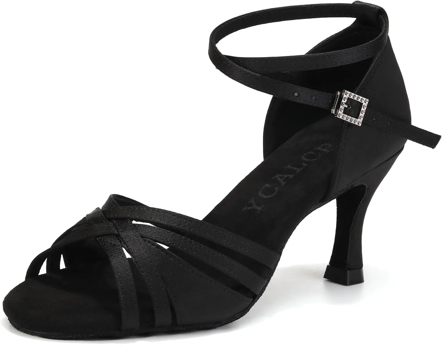Women Latin Dance Shoes Open Toe Satin Professional Salsa Bachata Performance Ballroom Dancing Shoes,Model L3049