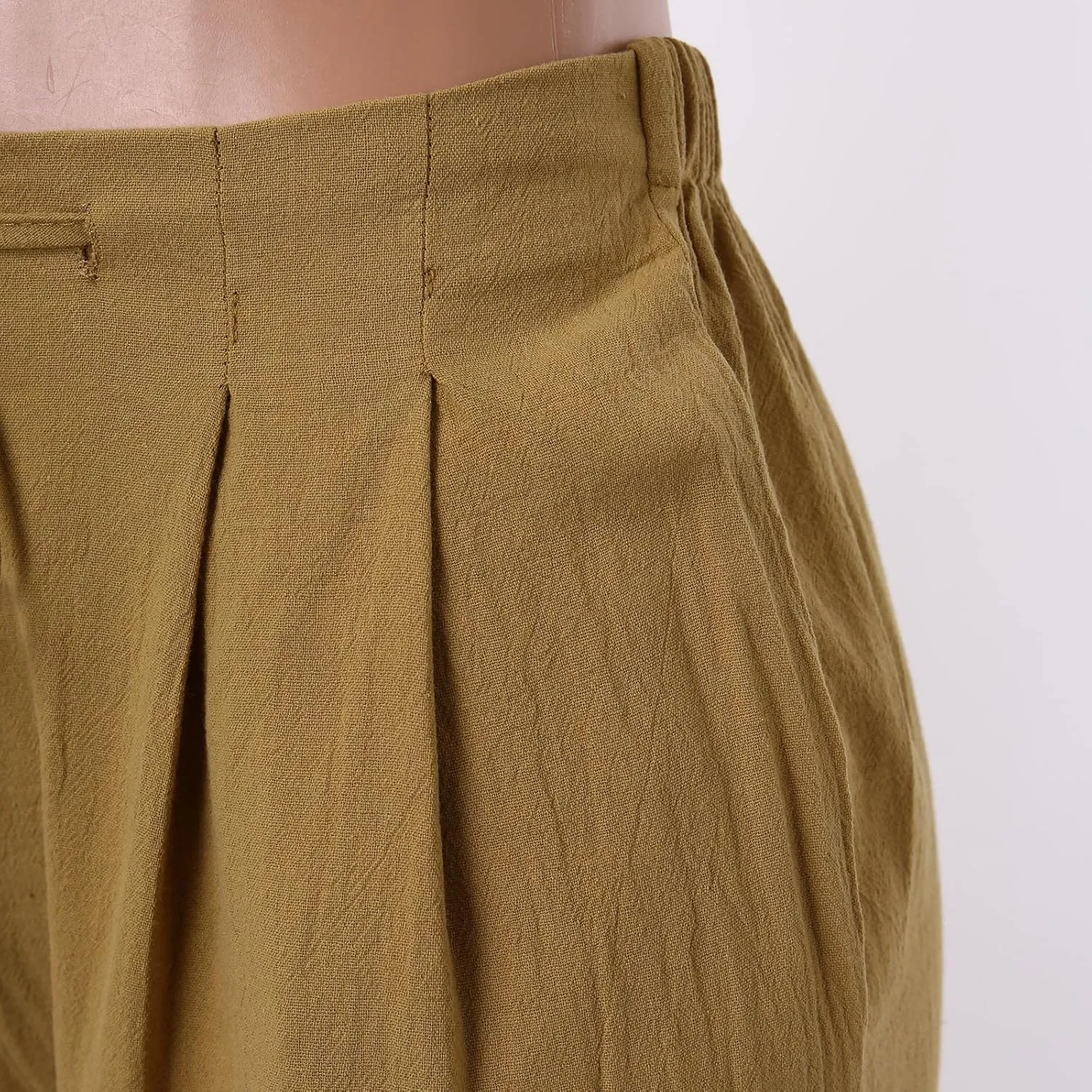 Women Linen Pants with Drawstring Lightweight Elastic Waist Leg Loose with Pockets Petite Summer Relaxed Fit Tapered