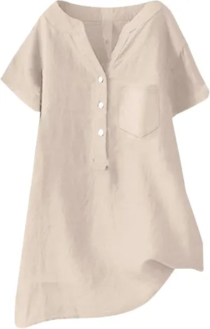 Women Linen Shirts Autumn and Winter Work Daily Long Sleeved Slim Light Blue Shirt Top Women Blouses Linen Blouses