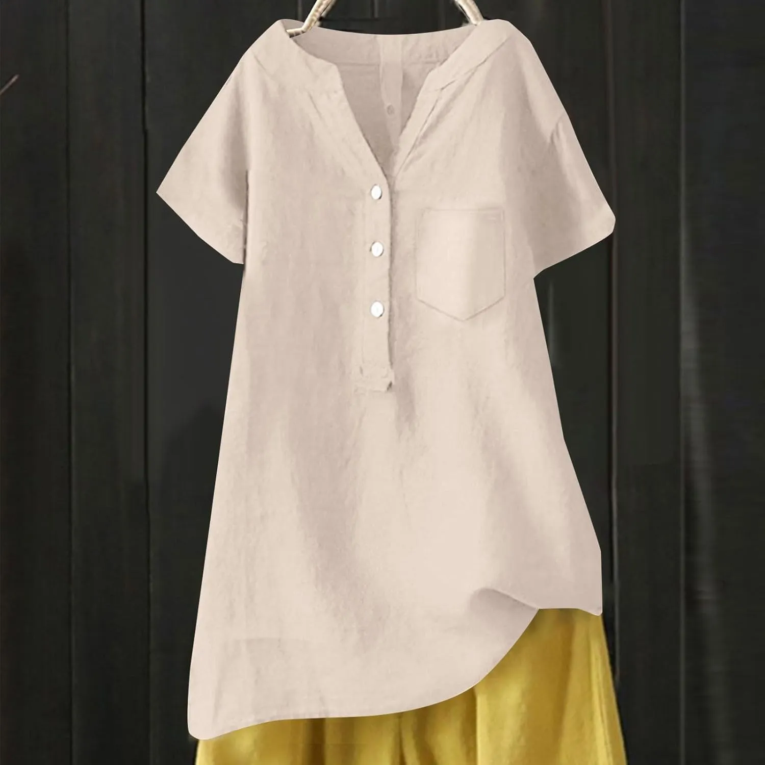 Women Linen Shirts Autumn and Winter Work Daily Long Sleeved Slim Light Blue Shirt Top Women Blouses Linen Blouses