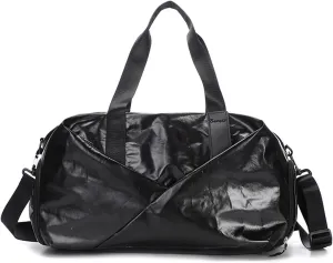Women Men's Large Travel Fitness Yoga Sports Shoulder Waterproof Bag Large Sneakers Swimming Training Handbag (Black)