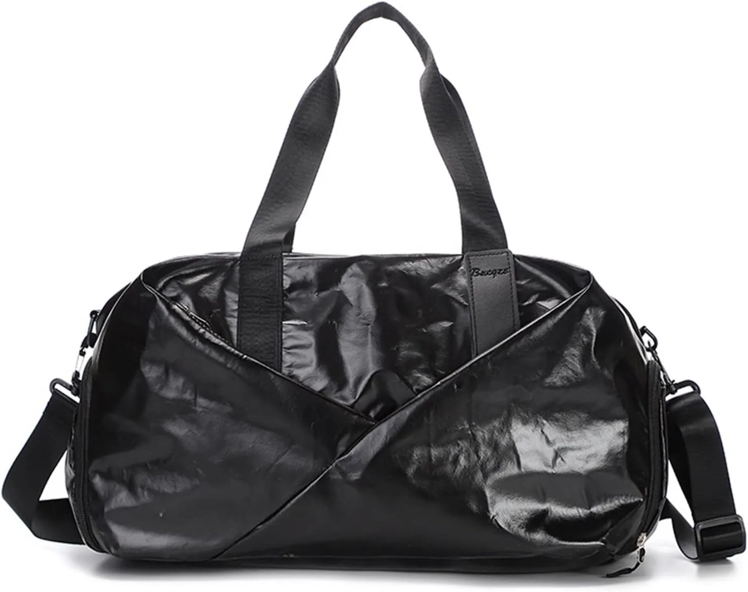 Women Men's Large Travel Fitness Yoga Sports Shoulder Waterproof Bag Large Sneakers Swimming Training Handbag (Black)