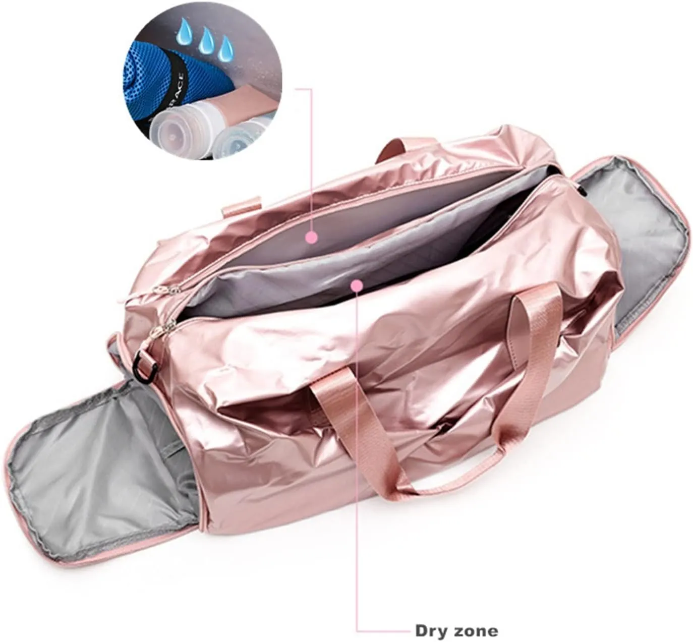 Women Men's Large Travel Fitness Yoga Sports Shoulder Waterproof Bag Large Sneakers Swimming Training Handbag (Black)