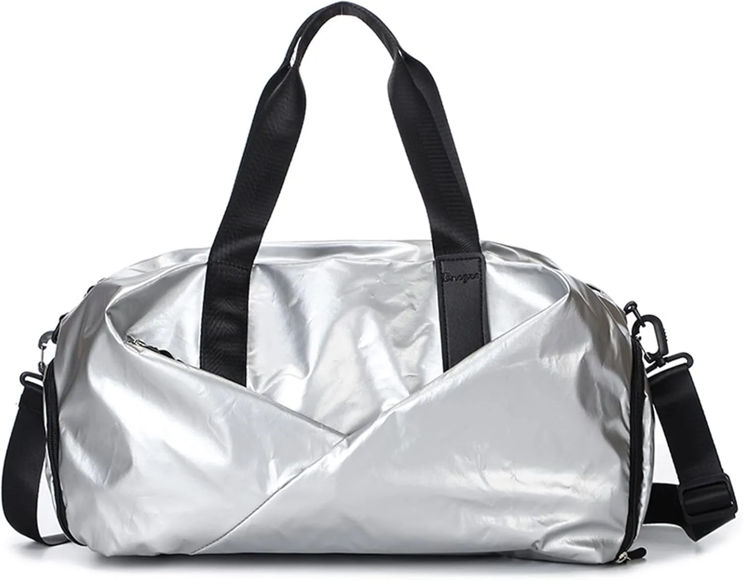 Women Men's Large Travel Fitness Yoga Sports Shoulder Waterproof Bag Large Sneakers Swimming Training Handbag (Silver)