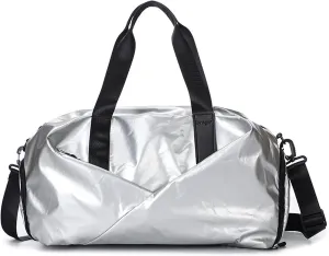Women Men's Large Travel Fitness Yoga Sports Shoulder Waterproof Bag Large Sneakers Swimming Training Handbag (Silver)