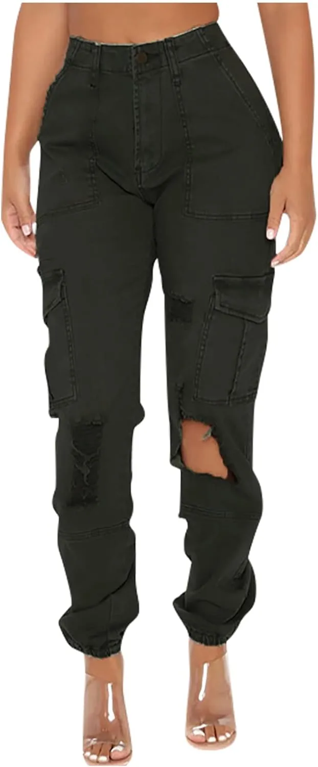 Women Parachute Camo Cargo Pants Trendy Y2K Teen Girls High Elastic Waist Relaxed Fit Casual Pants Streetwear Trousers