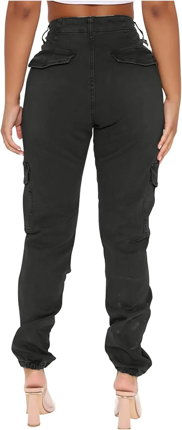 Women Parachute Camo Cargo Pants Trendy Y2K Teen Girls High Elastic Waist Relaxed Fit Casual Pants Streetwear Trousers