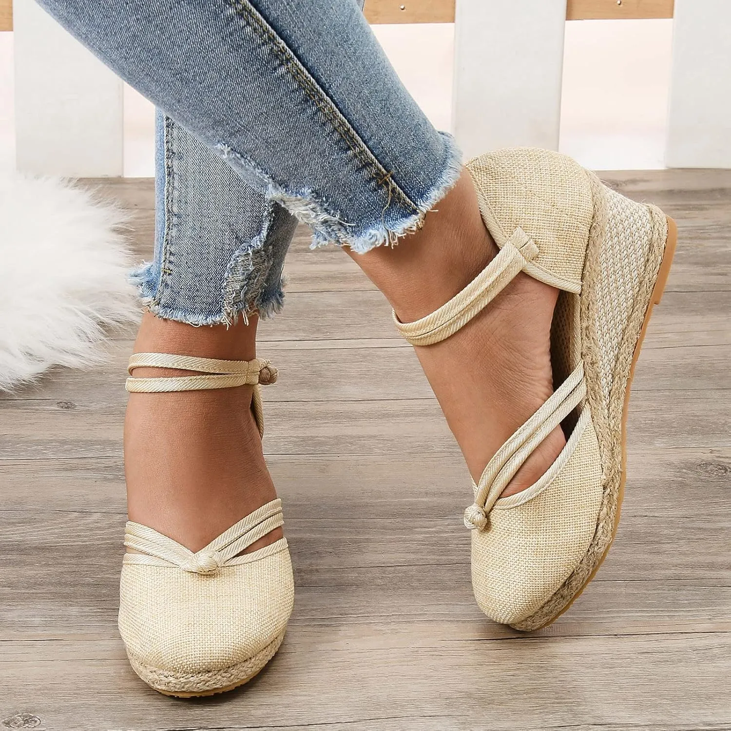 Women Shoes Sandals Platform Wedge Fashion Versatile Braided Breathable Wedge Sandals for Women Shoes