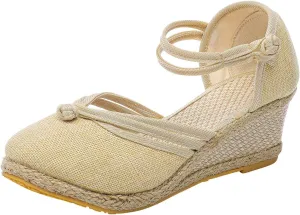 Women Shoes Sandals Platform Wedge Fashion Versatile Braided Breathable Wedge Sandals for Women Shoes