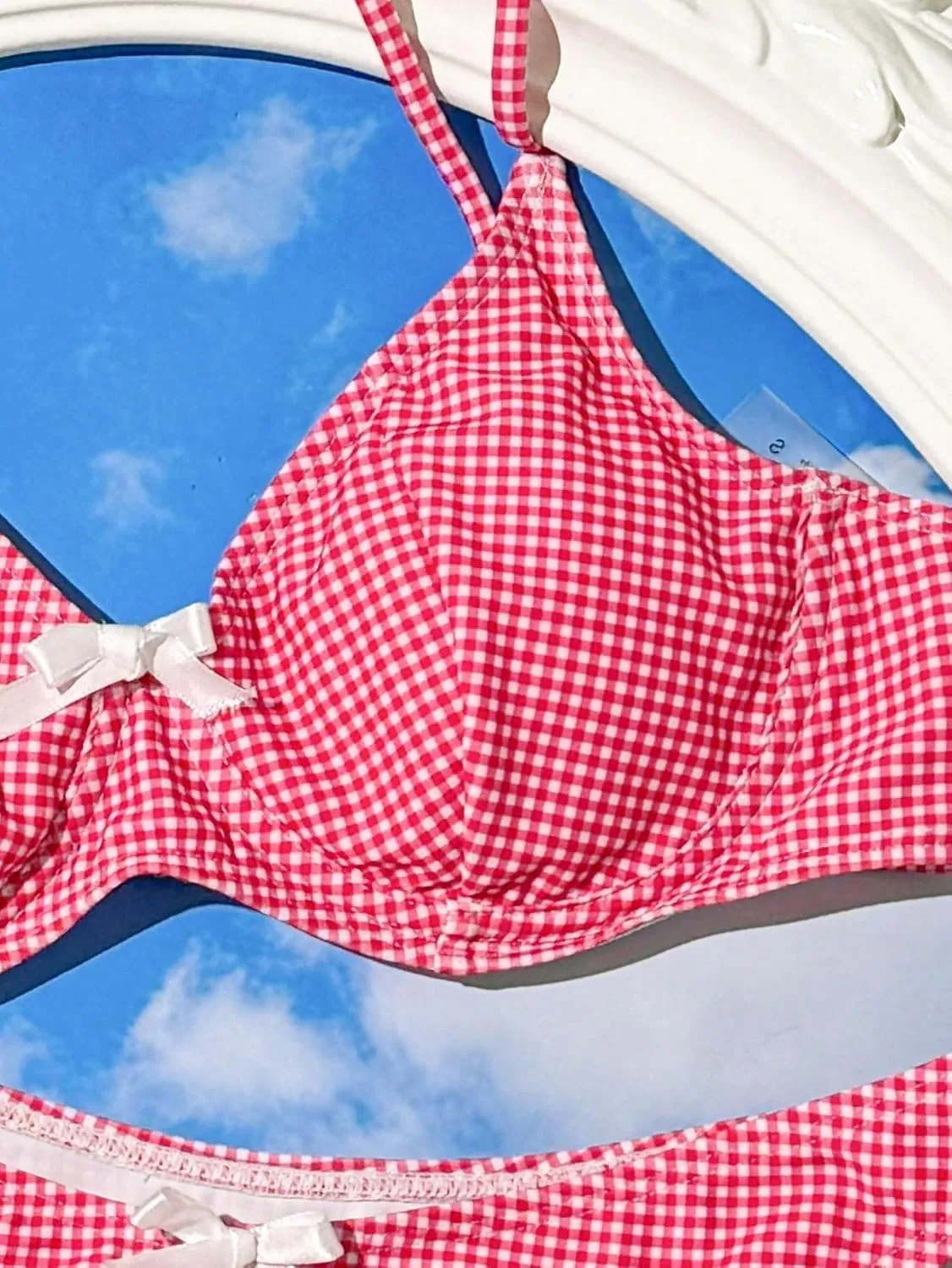 Women's 2 Piece Y2K Gingham Bow Front Bikini Set Underwire Bikini Thong Swimsuit High Waisted Bathing Suit Beachwear