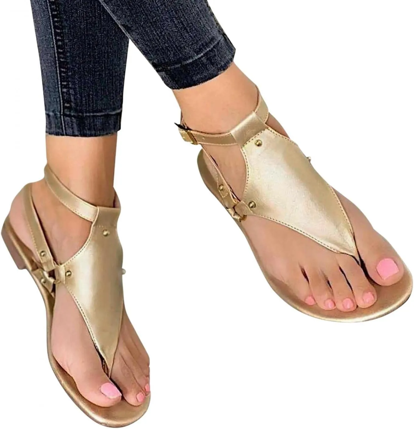 Womens Arch Support Wide Width Dressy Flat Sandals Orthotic Adjustable Thong Flip Flops Shoes Orthopedic Comfortable Summer Beach Walking Sandal Comfort Breathable Outdoor Low Wedges Sandals