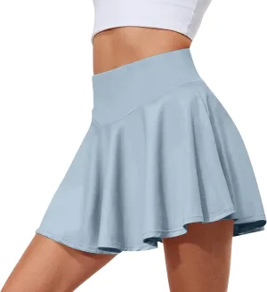 Womens Athletic Tennis Skirt with Pockets Built in Shorts Casual High Waist Workout Skorts Comfy Pleated Ruffle Skirts