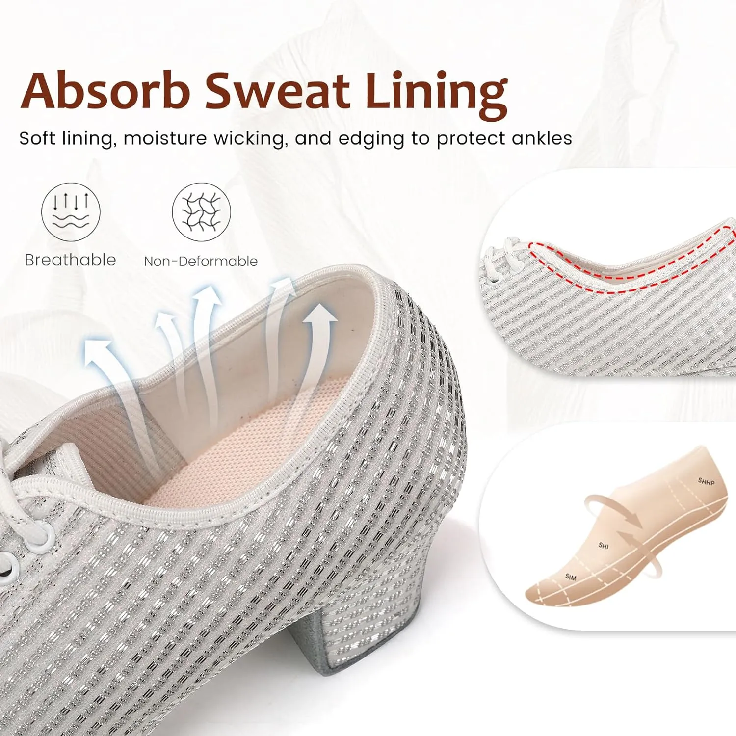Women's Ballroom Dance Shoes Closed Toe Lace up Low Heel Latin Tango Teaching Professional Practice Dance Shoes,Model LHD-301-5cm Heel