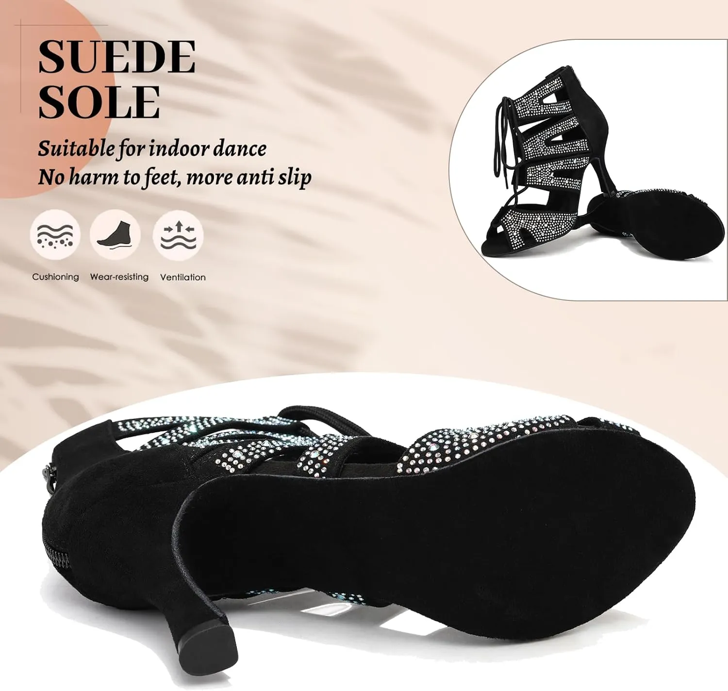 Women's Ballroom Latin Salsa Dance Shoes Lace-Up Open-Toe Dance Boots Heels,YCL570
