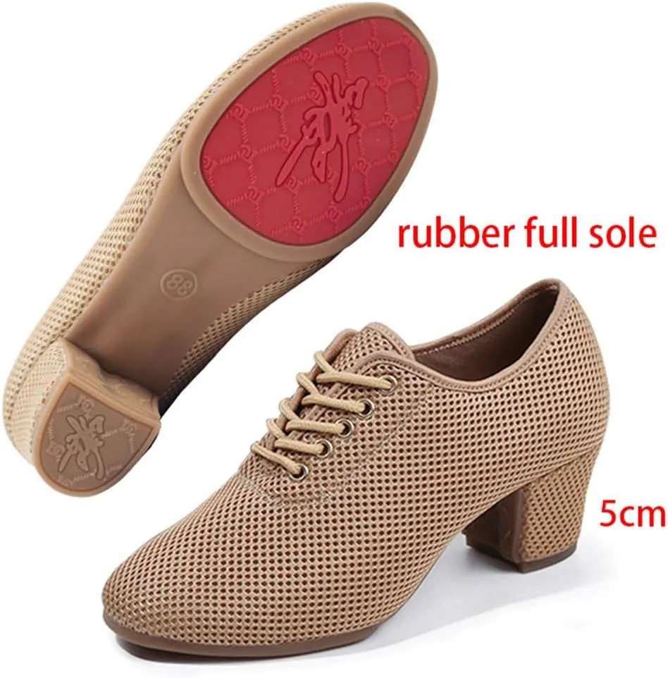 Women's Ballroom Practice Shoes, Lace-Up Modern Salsa Teaching Shoes Professional Performance Dance Shoes for Female