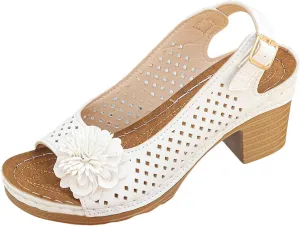 Womens Block Heel Sandals Summer Open Toe Ankle Buckle Strap Chunky Casual Platform Wedge Fashion Footwear Solid Color Sandal 2025 Dressy Wedges Hollow Out Heels Comfortable Dress Shoes