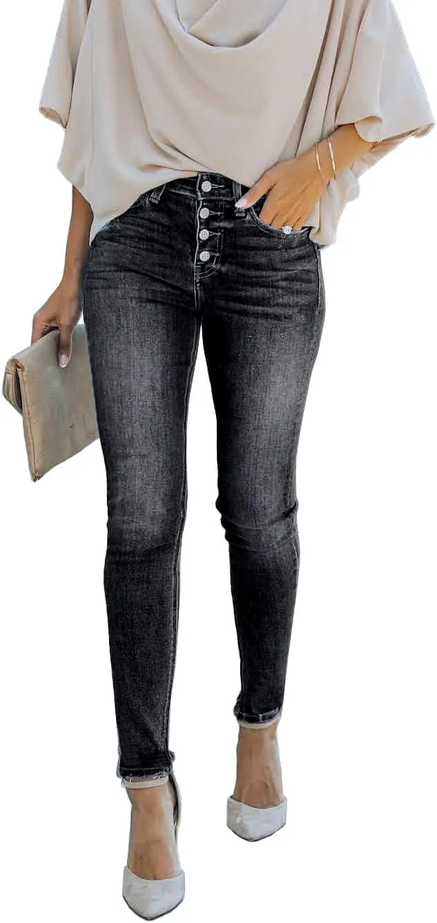 Women's Boyfriend Skinny Jeans Ripped Stretchy Denim Pants