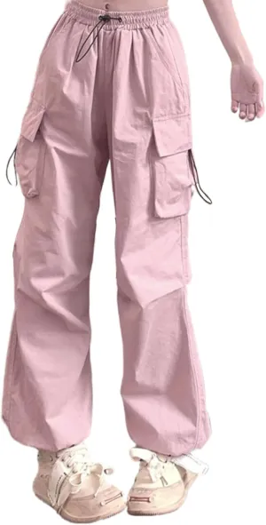 Womens Cargo Pants High Waist Baggy Relaxed Fit Trousers with Pockets Loose Jogger Goth Grunge Y2K Clothes