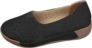 Womens Casual Loafers Shoes Slip On Hollow Out Breathable Walking Shoes Comfort Wear Shoe for Women Nurses Shoe Wide Width Dressy Vintage Closed Toe Sandals 2025 Fashion