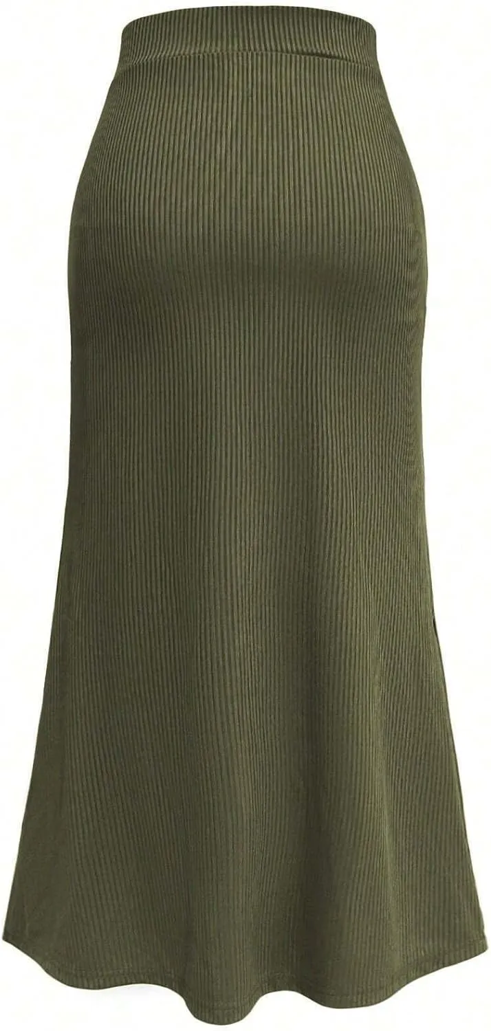Womens Casual Solid Color Lace-Up Fishtail Skirt Long Skirts for Women