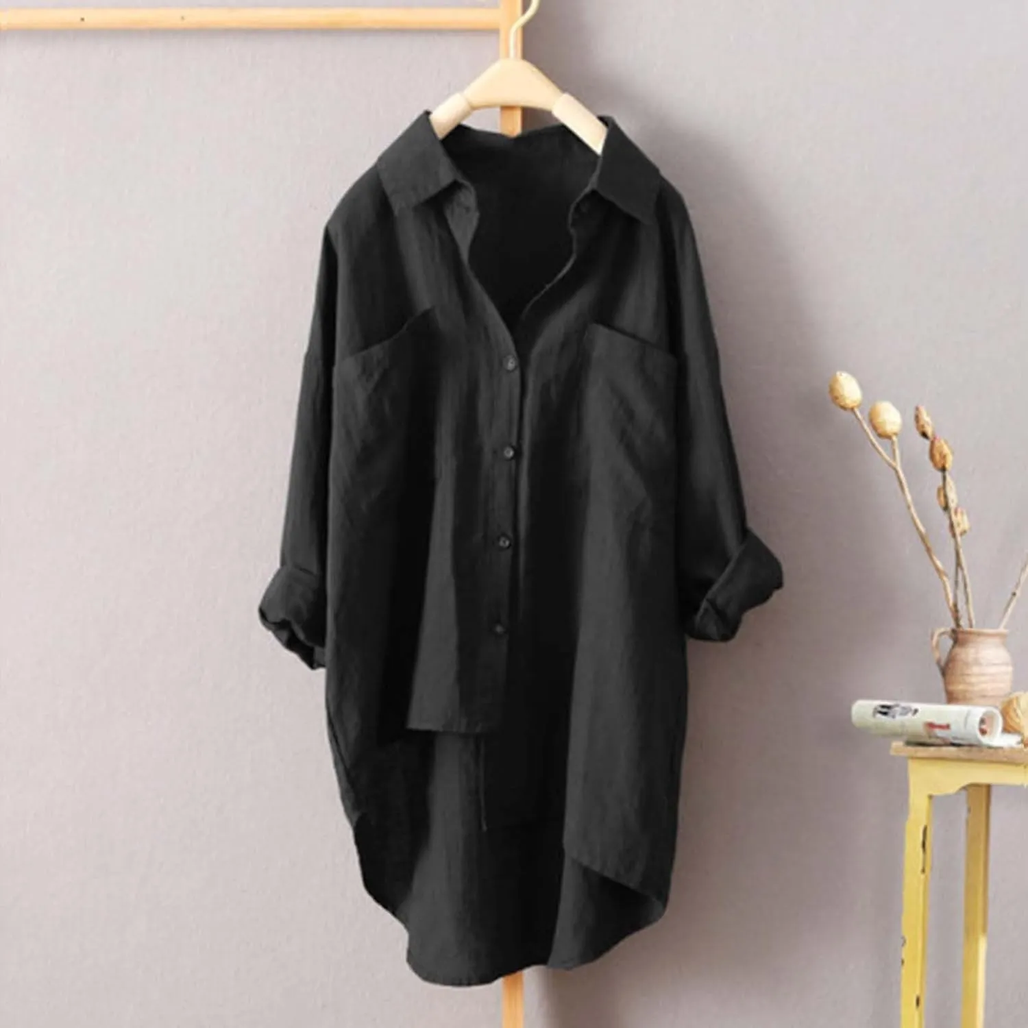 Womens Classic Plaid Shirt Long Sleeve Button Down Up Shirts 2025 Stylish Oversized Loose Fit Blouse V Neck Tops