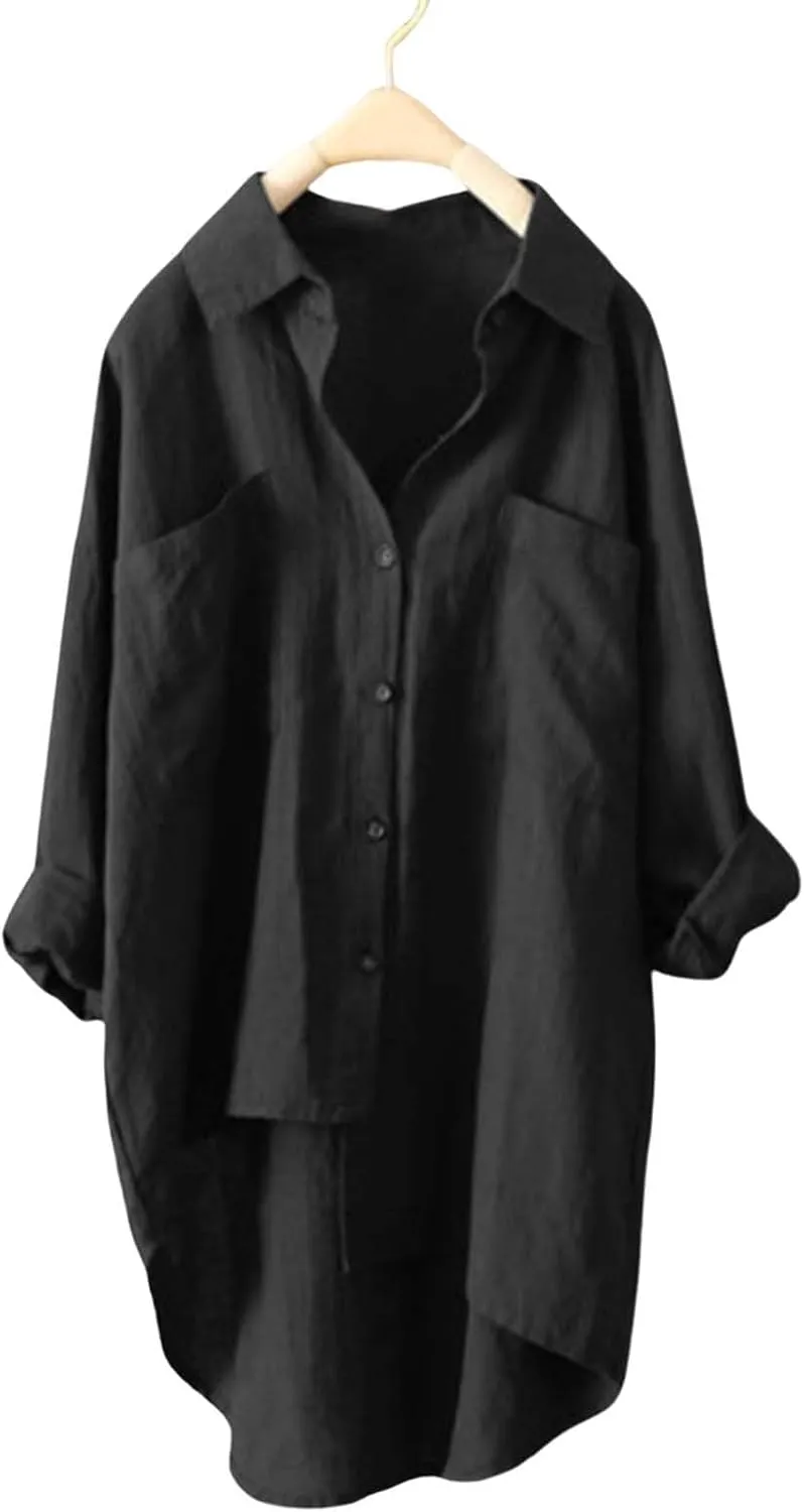 Womens Classic Plaid Shirt Long Sleeve Button Down Up Shirts 2025 Stylish Oversized Loose Fit Blouse V Neck Tops
