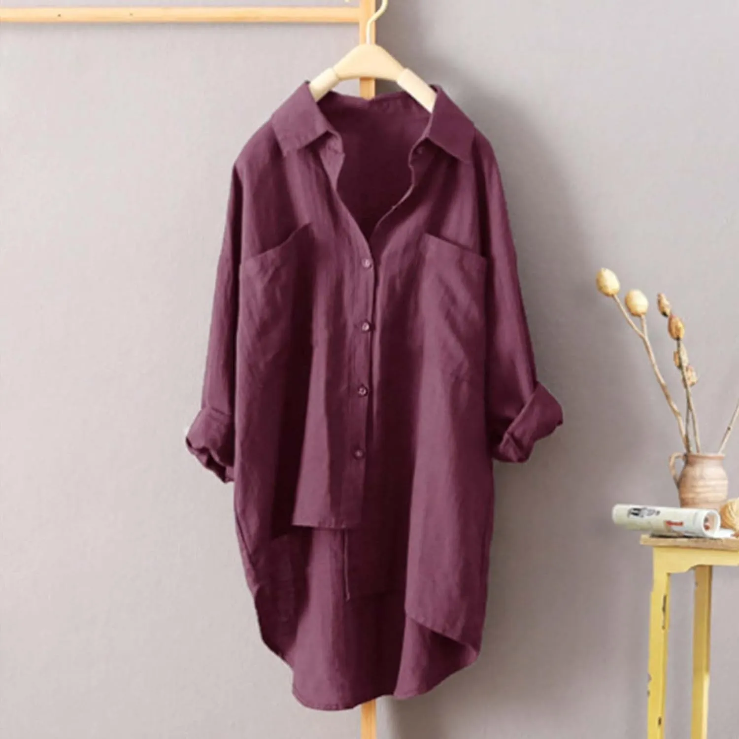 Womens Classic Plaid Shirt Long Sleeve Button Down Up Shirts 2025 Stylish Oversized Loose Fit Blouse V Neck Tops