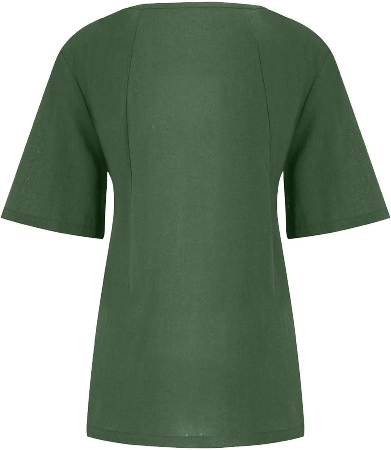 Womens Cotton Linen Button Down Shirt Short Sleeve Print Blouse Casual Crew Neck Tops Summer Flowy Tops for 2024
