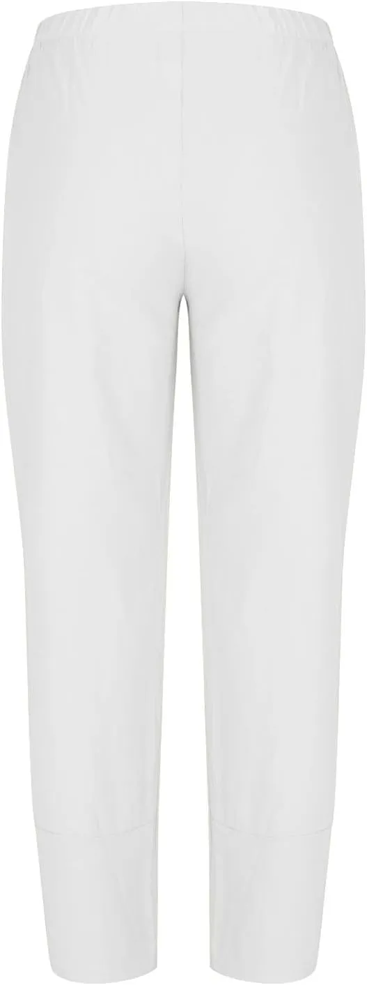 Women's Cotton Linen Wide Leg Pants Elastic Drawstring Casual Trousers with Pockets Summer Loose Beach Lounge Pants