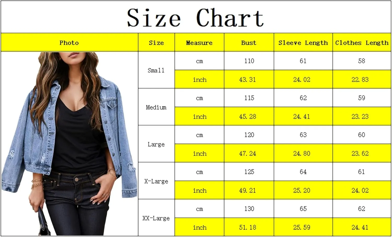 Women's Cropped Denim Jackets Distressed Long Sleeve Basic Button Down Jean Jacket